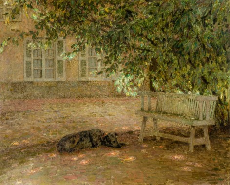 HENRI EUGENE AUGUSTIN LE SIDANER (French, 1862&ndash;1939), &quot;Le Banc, Gerberoy,&quot; 1903. Oil on canvas, 25 3/4 x 32 1/4 in.