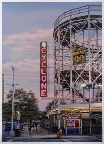 FREDERICK BROSEN (b. 1954), &quot;West 10th Street, Coney Island,&quot; 2018. Watercolor over graphite on paper, 34 3/4 x 25 in.