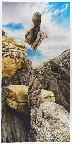 a watercolor painting by Colin Hunt of a silhouette's void in a landscape