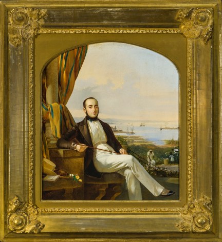 AMERICAN or EUROPEAN SCHOOL, Portrait of a Gentleman, with a Cotton Plantation in the Background, about 1840&ndash;55