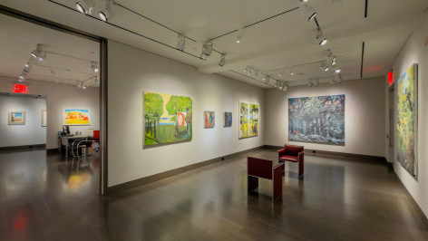 Installation, "Cornelia Foss: Little Red": Gallery 3 and view into Gallery 1 and entrance foyer