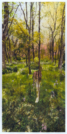 a watercolor painting by Colin Hunt of a silhouette's void in a landscape