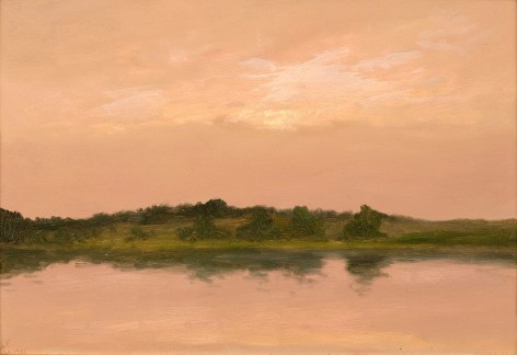 landscape with sunset and water