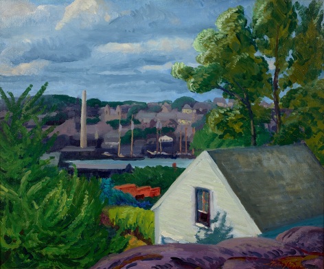 John Sloan (1871-1951), Rock, Roof and Buttonwood, 1917