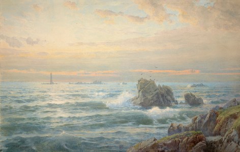 William Trost Richards (1833-1905), Rocky Coast with Lighthouse