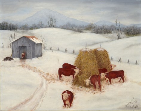 Queena Stovall (1887-1980), Herefords in the Snow, Feb. 1963