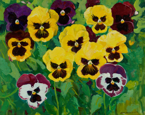 Jane Peterson (1876-1965), Seven Yellow Pansies