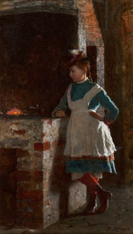 Eastman Johnson (1824-1906), Girl by the Hearth, 1878
