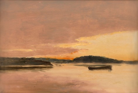 landscape with sunset and water