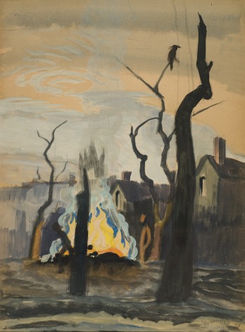 Charles Ephraim Burchfield (1893-1967), Bonfire and Crow, 1918