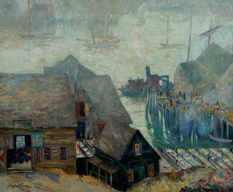 Richard Hayley Lever (1876-1958), Gloucester Rooftops and Harbor, circa 1920s