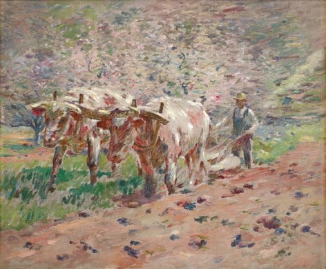 Theodore Robinson (1852-1896), Springtime, Vermont (Oxen Ploughing), 1895