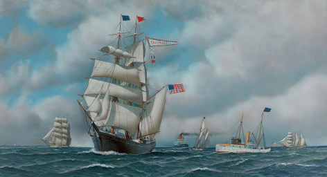 Antonio Nicolo Gasparo Jacobsen (1850 - 1921)&nbsp;, The Bark Columbia (Ships in New York Harbor), 1915