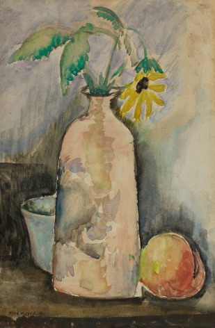 Max Weber (1881-1961), Still Life with Daisy, Bottle, and Peach, 1911