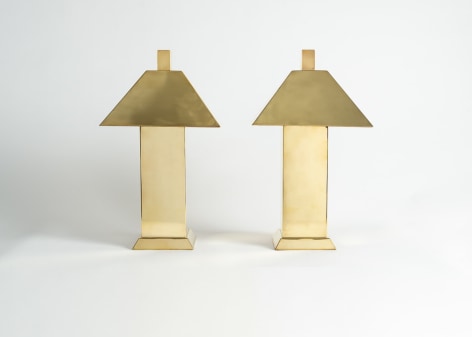 Pair of Lamps with Metal Shades