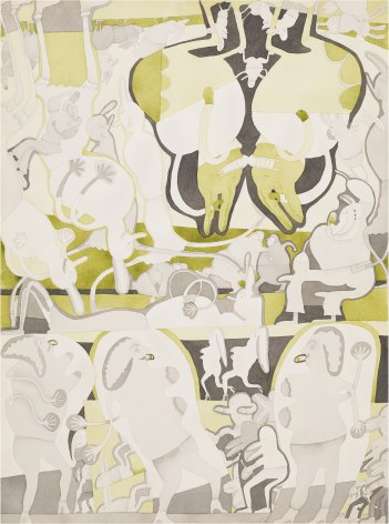 Gladys Nilsson, 2 Color Painting: Charkole &amp;amp; Green, 1969