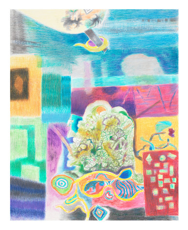 Imaginary NY Topography, 2021, Prismacolor and oil pastel on paper