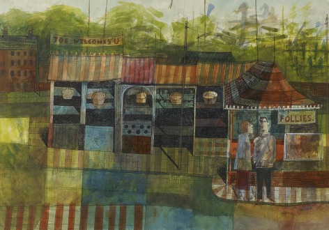 Fairground Booths, 1949, Watercolor on paper