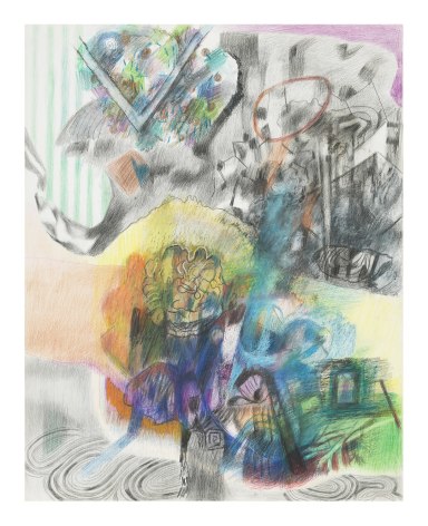 Imaginary Brooklyn Flowerscape, 2014, Prismacolor, charcoal and oil pastel on paper