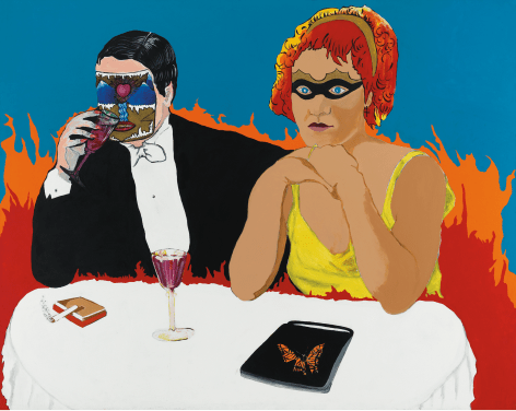 Last Call (Marlene Dietrich in Hell), 1988, Acrylic and paper collage on canvas