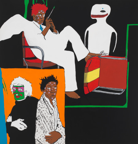 Hello and Goodbye (Art History: Warhol and Basquiat), 1988, Acrylic and paper collage on canvas