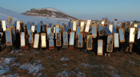 Mirror Shield Project,&nbsp;2016, Performed on&nbsp;November 18, 2016 at Oceti Sakowin Camp, Standing Rock, ND