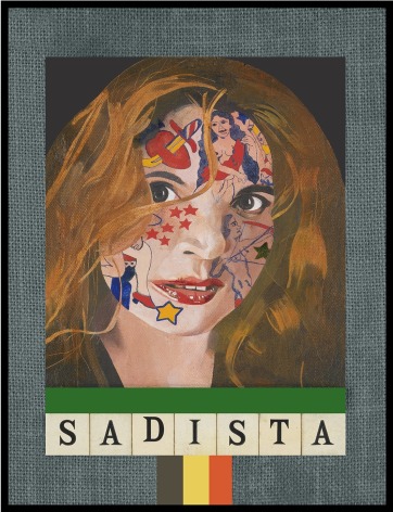 Sadista, 2015, Oil and paper collage on board