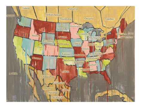 Jaune Quick-to-See Smith, States Names Map, 2001