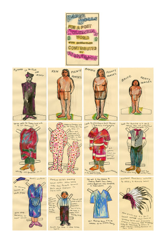 Paper Dolls for a Post-Columbian World, 1991, Watercolor, pencil, and photostatic reproduction on paper