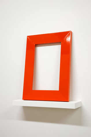 A Lamp Table and Picture Frame Each with Thirty Coats of Red Paint That Are Not to Be in the Same Room with Each Other, 2012, Enamel on maple