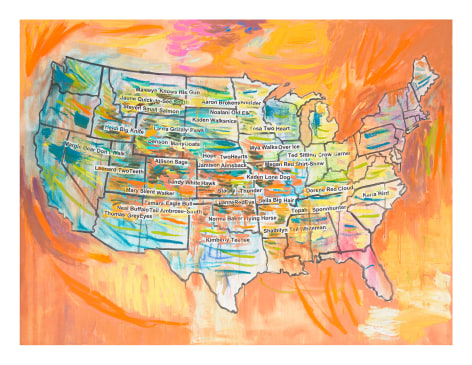 American Citizens Map, 2021, Mixed media on canvas