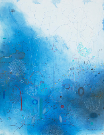 Underwater Nursery, 2021, Mixed media on paper mounted on canvas