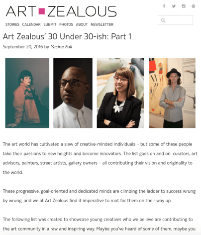 Art Zealous’ 30 Under 30-ish: Part 1