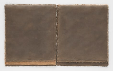 Michelle Stuart Strata Series: El Florido, 1979 Earth and natural graphite from site on muslin-mounted paper Two parts, each: 19 3/4 x 16 1/2 in (50 x 42 cm) Overall: 19 3/4 x 34 in (50.2 x 86.4 cm) Framed: 25 7/8 x 40 1/8 x 2 in (65.8 x 102 x 5.1 cm) (GL15693)