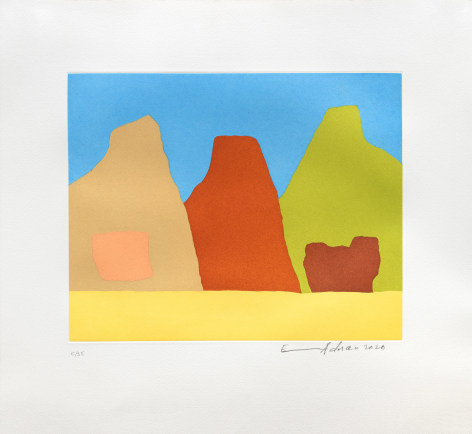 Etel Adnan Montagnes, 2020 Signed recto Etching 18 1/8 x 19 3/4 in (46 x 50 cm) Edition 3 of 35 (GP2724)