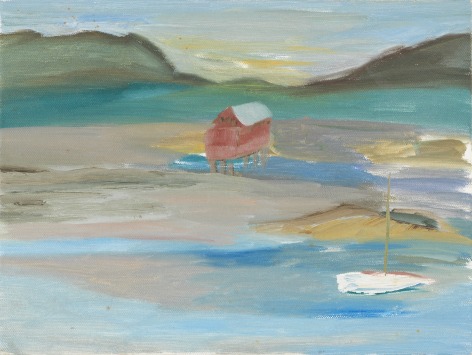 Ficre Ghebreyesus Seascape, c. 1996-2000 Acrylic on canvas 9 x 12 in (22.9 x 30.5 cm) Framed: 11 ⅜ x 14 ⅜ x 1 &frac34; in (28.9 x 36.5 x 4.4 cm) (GL14125)