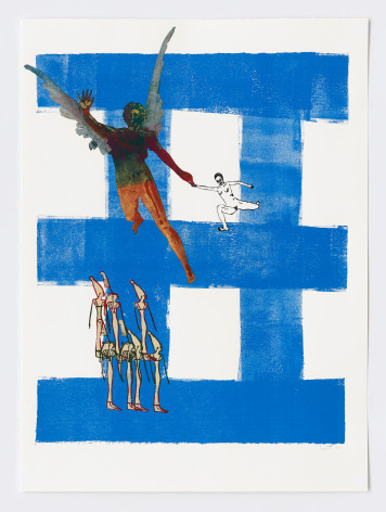 Nancy Spero Untitled (La Renomee and Egyptians), 1998 Silkscreen with collage 30 x 22 in (76.2 x 55.9 cm) Framed: 33 x 25 &frac12; x 1 &frac34; in (83.8 x 64.8 x 4.4 cm) (#1) (GP1827)