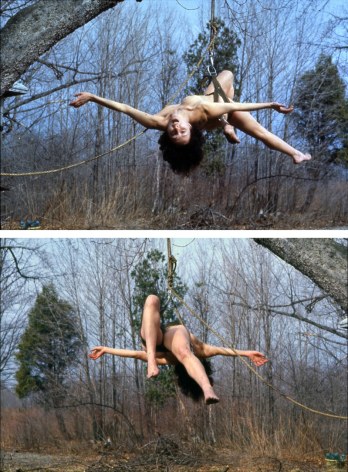 Carolee Schneemann Study for Up to and Including Her Limits, 1973-76 color photograph photo credit: Anthony McCall 5 x 3 1/2 in. 12.7 x 8.89 cm