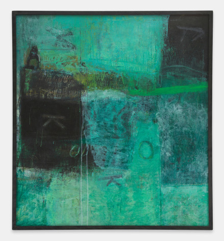 Sarah Grilo Green painting, 1963 Oil on canvas 44 x 39 &frac12; in (111.7 x 100.3 cm) Framed: 44 &frac12; x 40 &frac12; x 1 &frac34; in (113 x 102.9 x 4.5 cm) (GL16199)