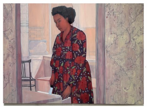 Pamela Phatsimo Sunstrum, Tidy up, 2023 Crayon, pencil, and oil on wood panels 39 ⅜ x 55 ⅛ x 1 ⅜ in (100 x 140 x 3.5 cm) (GL16099)