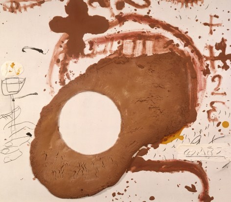 Antoni T&agrave;pies Llengua, 1992, Mixed media on wood, 69 x 78 inches (175 x 200 cm)