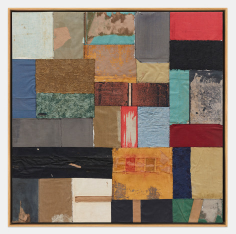 Samuel Levi Jones  Premonition, 2023  Deconstructed and pulped law books and bound newspaper covers on canvas  40 x 40 in (101.6 x 101.6 cm) Framed: 41 &frac12; x 41 &frac12; x 3 in (105.4 x 105.4 x 7.6 cm)  (GL15970)