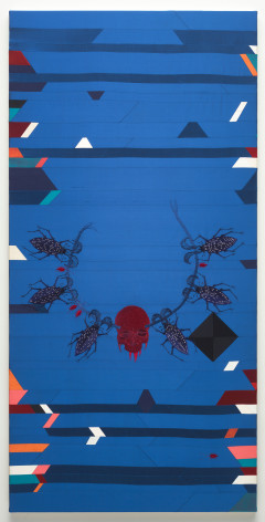 Angelo Filomeno Amulet (Shaman Necklace), 2014 Embroidery and crystals on silk shantung stretched over linen 78 x 39 inches (198.1 x 99.1 cm) (GL9836)