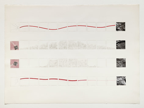 Michelle Stuart Wave Flow, 1969 Pencil, watercolor, photographs of moon 22 x 29 inches (55.9 x 73.7 cm) Framed: 24 5/8 x 32 5/8 x 1 1/2 in (62.5 x 82.9 x 3.8 cm) (GL15020)