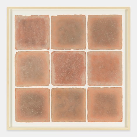 Michelle Stuart, Sayreville Twilight, 1976. Earth from site on muslin-mounted archival paper, 35 x 35 in (88.9 x 88.9 cm) Framed: 41 &frac14; x 41 &frac14; x 2 in (104.8 x 104.8 x 5.1 cm) (GL16389)
