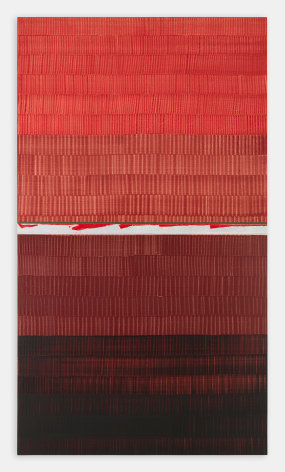 Juan Usl&eacute; Over (Red Sea), 2022 Vinyl, dispersion, and dry pigment on canvas 77 x 44 in (195.6 x 111.8 cm) (GL15685)