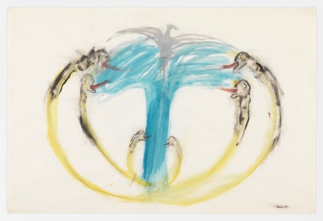 Nancy Spero Bomb, Dove and Victims, 1967 Gouache and ink on paper 24 x 36 in (61 x 91.4 cm) Framed: 27 ⅞ x 39 ⅝ x 1 &frac12; in (70.8 x 100.6 x 3.8 cm) (GL8666)
