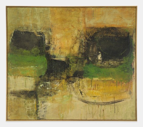 Sarah Grilo Pines, Ochres and Green, 1963 Oil on canvas 44 x 50 in (111.8 x 127 cm) Framed: 44 ⅞ x 50 ⅞ x 1 &frac12; in (114 x 129.2 x 3.8 cm) (GL16252)