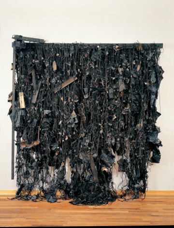 Leonardo Drew Number 8 1988Animal carcasses, animal hides, feathers, paint, paper, rope, and wood108 &times; 120 &times; 4 inches Photo: Frank Stewart  &copy; Leonardo Drew