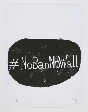 Barth&eacute;l&eacute;my Toguo #NoBanNoWall, 2019 Woodblock print on paper 25.6 x 19.7 inches (65 x 50 cm) GP2421.1 Edition 1 of 3 Signed recto